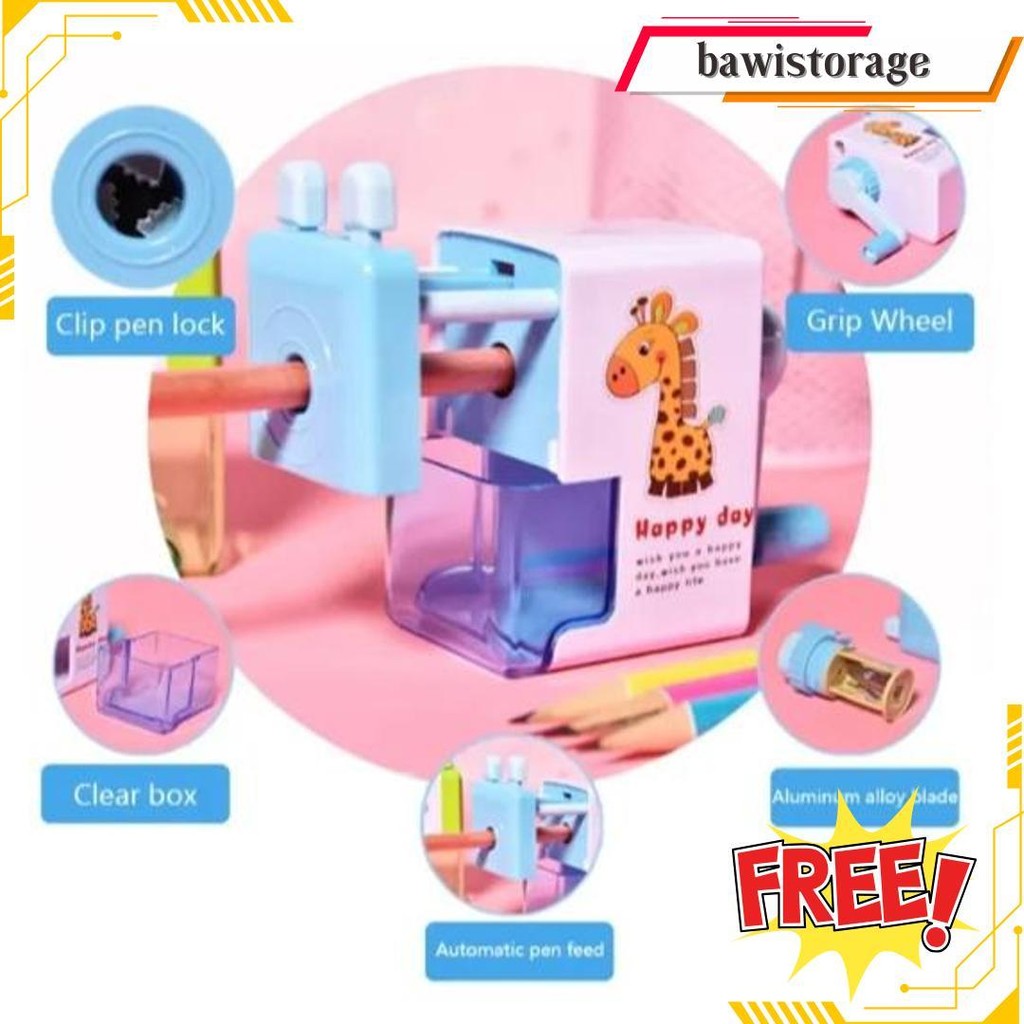 

Rautan Serutan Pensil Putar Gaya Kartun Sharpener Rautan Meja 4 Warna Terlaris