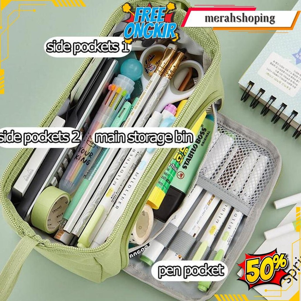 

[Cod] Angoo Super Large Capacity Pencil Case Kawaii Korean Pencil Cases Aesthetic Stationery Office Desk Storage Bag For Girls School Supplies Terlaris