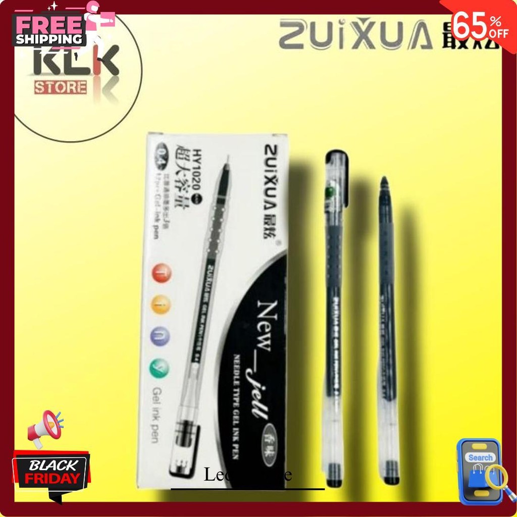 

(Pack / 12Pcs) Ballpoint Zuixua Gel Pen 0.4 Hitam / Bolpen Pulpen Pena Zui Xua Terlaris