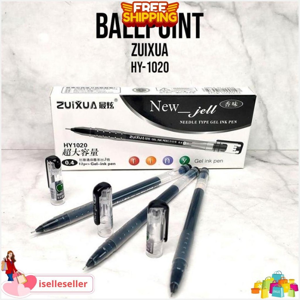 

[1 Pack] Promo Pulpen Gel Zuixua New Jell Isi 12Pcs-Pulpen Gel New Jell 0.4Mm Siap Kirim