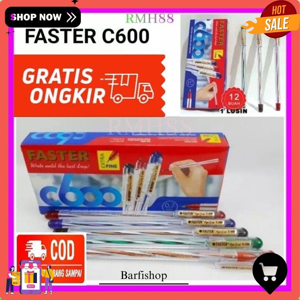 

Bolpen Pulpen Bolpoin Pena Faster C600 / C 600 / C-600 Extra Fine 0.7Mm Perpak Gratis Ongkir