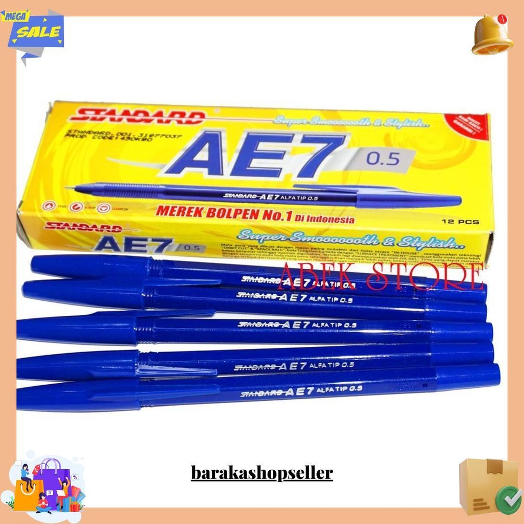 

Bolpen Pulpen Standard Ae7 / Ae-7 0.5 Mm Tinta Biru Isi 12 Pcs Bisa Cod