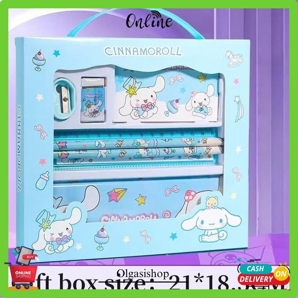 ( Atk B01 ) Set Alat Tulis Kantor ( Anak Sekolah ) Set Atk Sanrio Bisa Cod