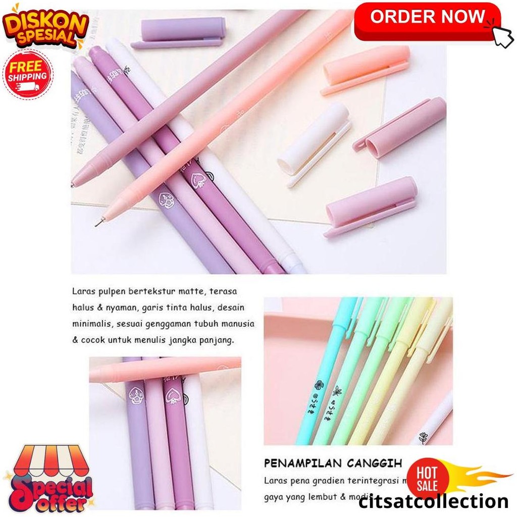 

1Set Isi 6Pcs Pulpen Gel Morandi Color / Pulpen Gel Warna Pastel Lucu / Pen Gel Aesthetic Cod