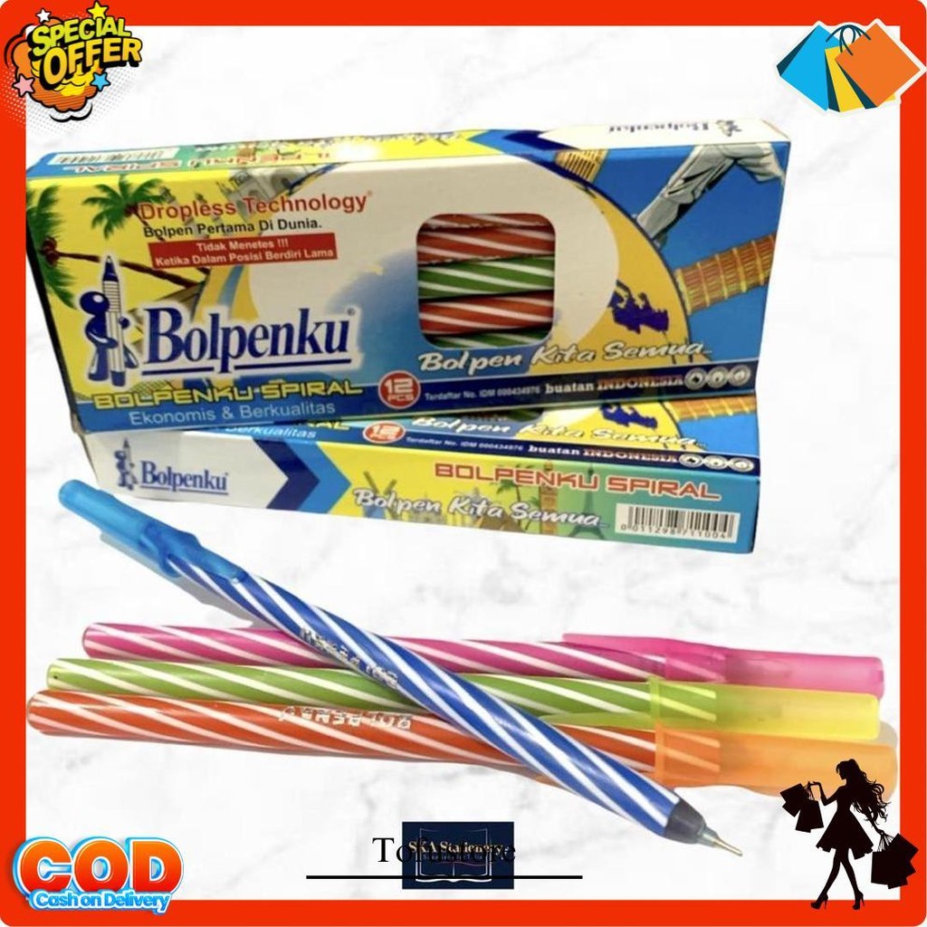 

Bolpen/Ballpoint/Pulpen Bolpenku Lilin Ulir Spiral Hitam Murah (Lusin) Terlaris