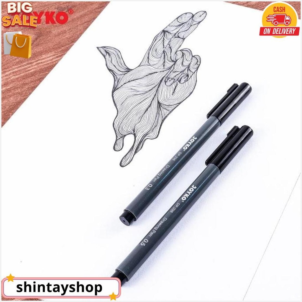 

Joyko Drawing Pen Set 6 (Dp-298S) Tip Beragam 0.1Mm - Brush Original Produk
