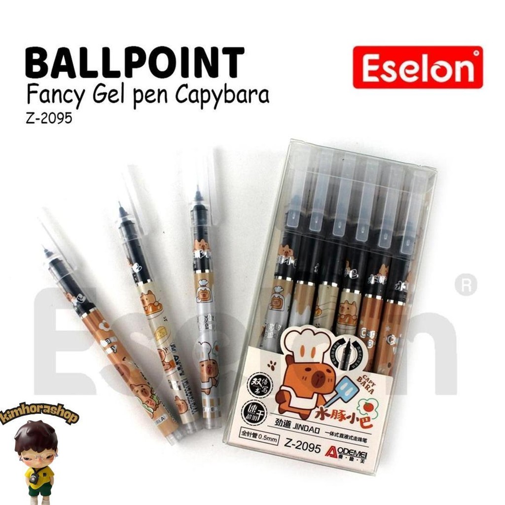 

12Pcs Ballpoint Gel Z-2095 / 1Pak Pulpen Gel Capybara 0.5Mm Cod