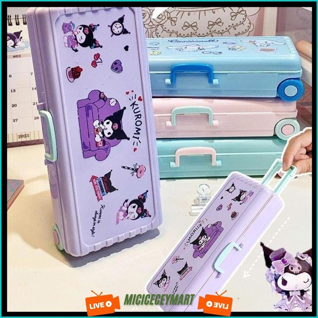 

Large Capacity Kawaii Pencil Cases + Sanrio Stiker For Girls Office Student Stationery Organizer School Supplies Terlaris