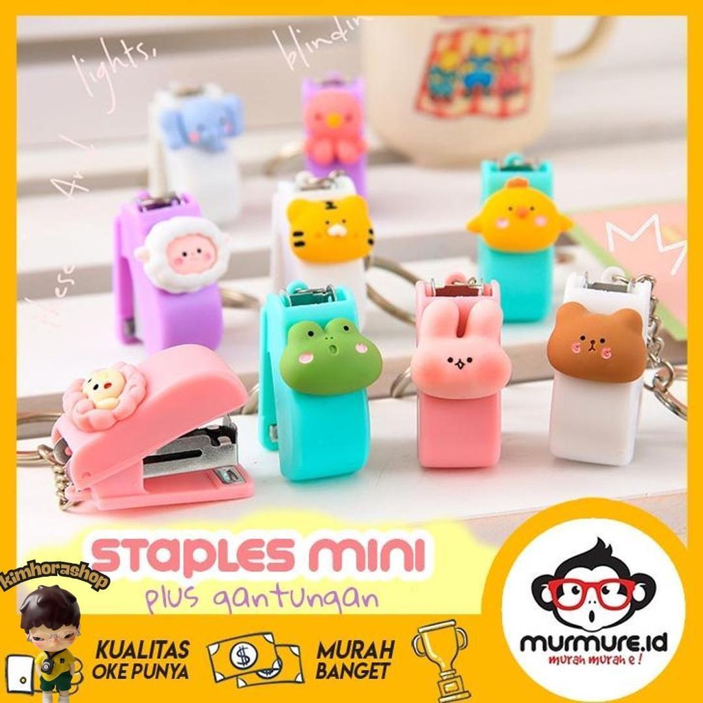 Murmure.Id | Staples Mini Lucu Stapler Karakter Gantungan Kunci Hekter Mini Import Diskon