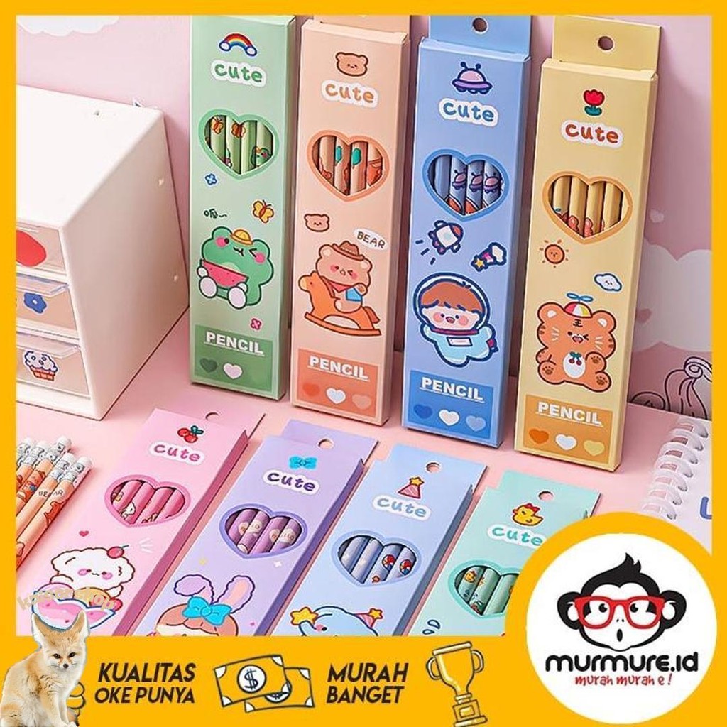 

Murmure.Id | 6Pcs / Set Pensil Tulis Motif + Penghapus / Pensil Set Lucu Sale