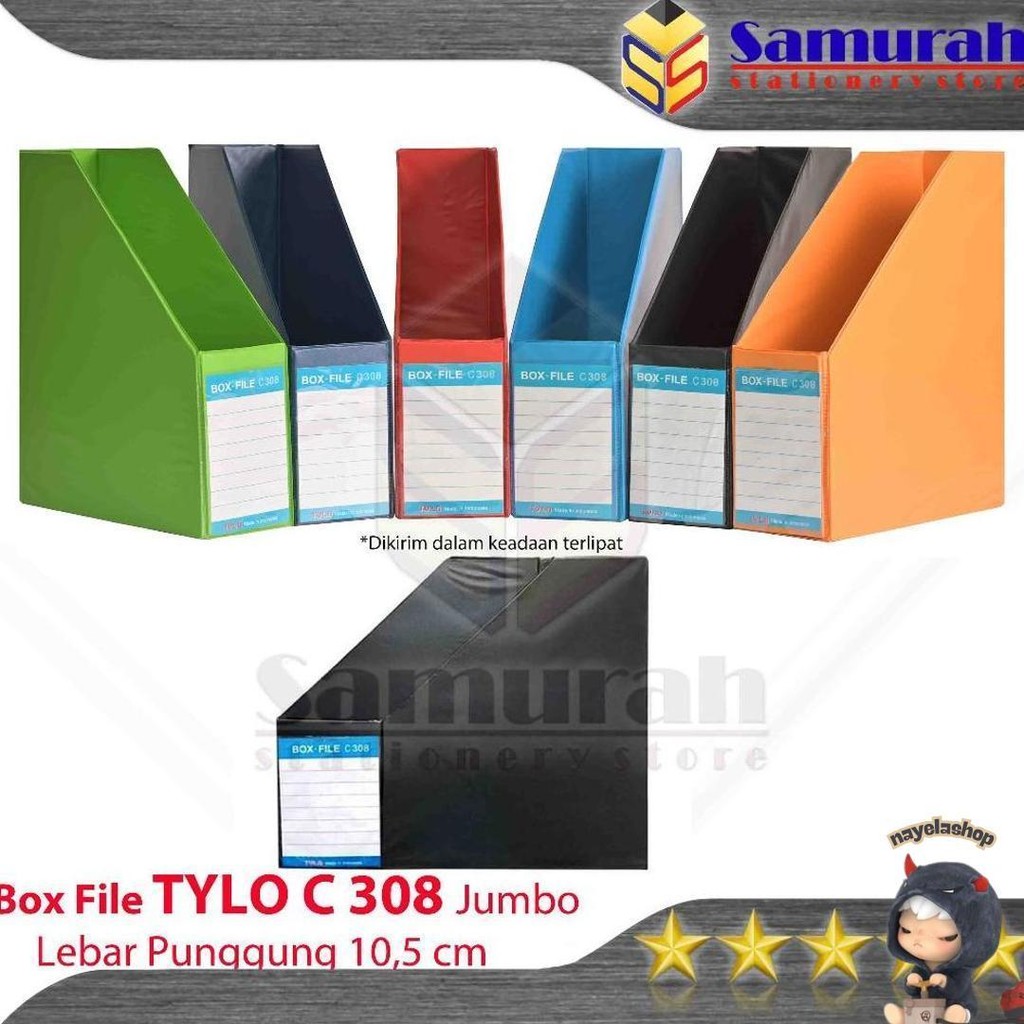

Box File Lipat Tylo C-308 Jumbo Karton Lapis Pvc / Rak Stand C 308 Lebar 10,5 Cm Warna Hitam - Biru - Merah - Biru Muda - Hijau - Orange Murah