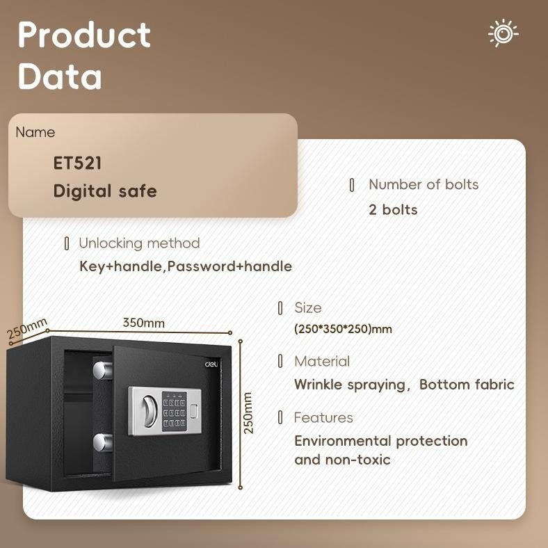 

aq-54 BRANKAS DIGITAL DELI ET-521 / SAFE DEPOSIT BOX / CASH BOX ET521 Hemat