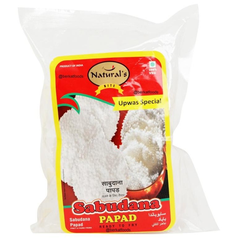 

=====] Sabudana Papad Fryum Natural's Bite / Kerupuk Mentah India Vegetarian Ready To Fry Naturals Sago Sagu Saksak Rabia