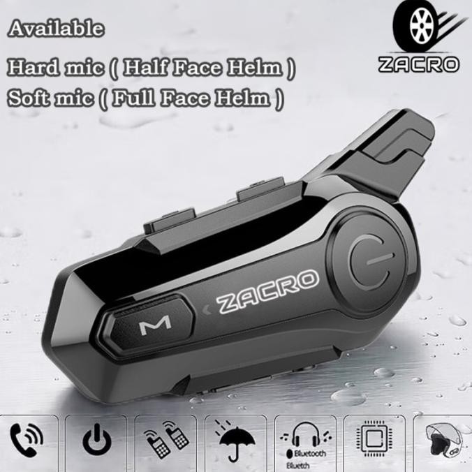 ZACRO E1 Intercom helm Bluetooth 5.0 FM Radio intercom dua arah `
