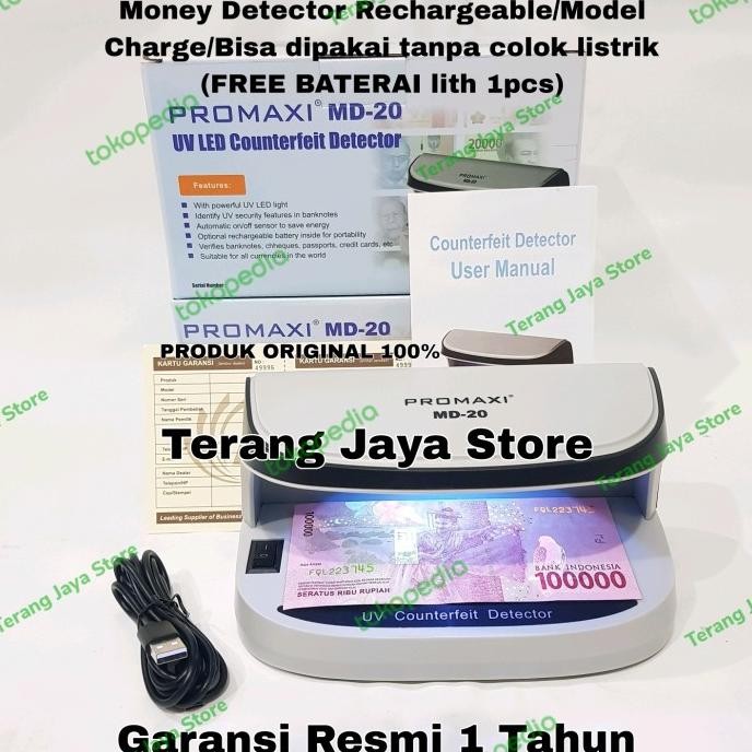 TERMURAH - Money Detector Promaxi MD-20 Lampu UV Deteksi Uang Palsu Promaxi MD20