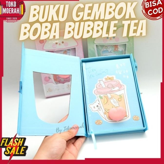 

New!! Buku Gembok Boba Squishy Buku Diary Lucu Imut Buku Boba Bubble Tea Cod