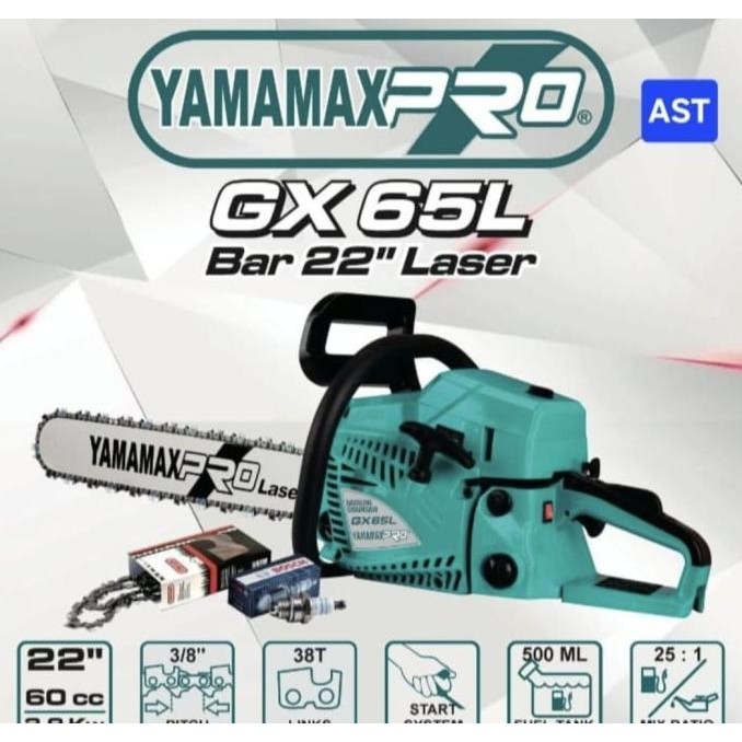 hanya disini] MESIN CHAINSAW GX 65 L  -  GERGAJI POTONG GX 65 L BAR 22" LASER| YAMAMAX PRO
