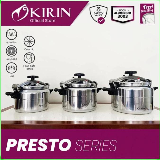 Murah Panci Presto Kirin Kpc-080 Pressure Cooker/Kirin Presto 4 Liter - 8 Liter