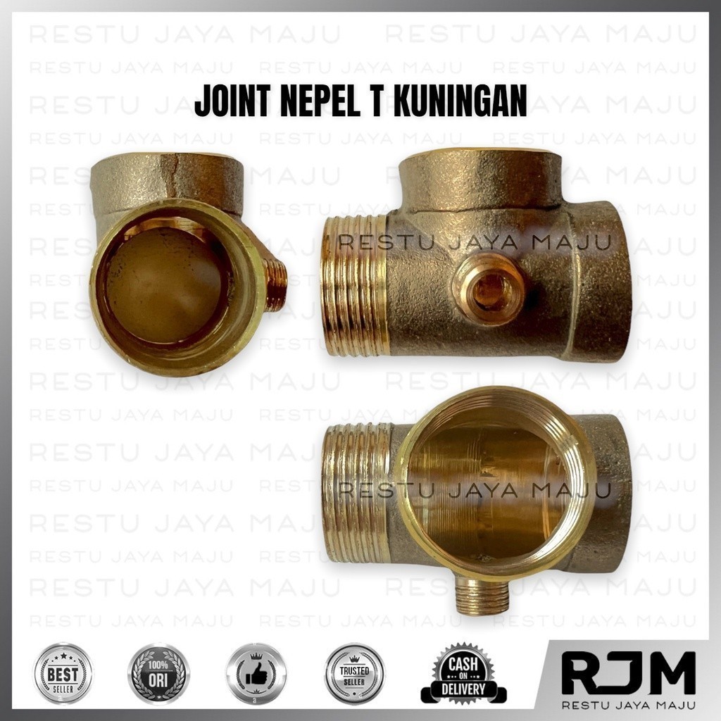 Joint Nepel T Kuningan Tee Cabang 4 Sambungan T Otomatis Drat Mesin Pompa Air