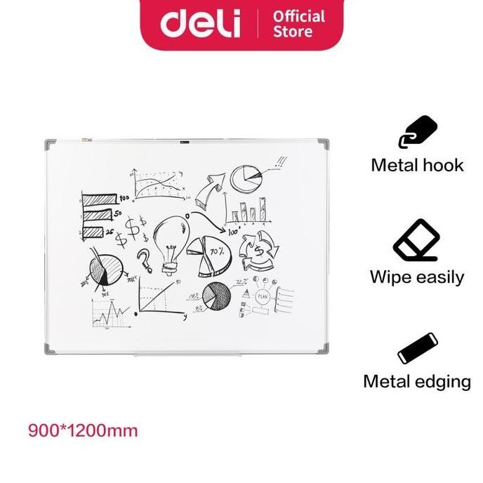 

Deli Papan Tulis Putih Gantung Magnetik Ukuran 90 X 120 Cm E39034A Aluminium New Stok
