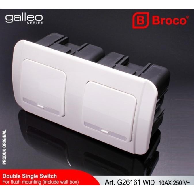 Murah BROCO Galleo G26161 WID Saklar Engkel 2 Gang Saklar Engkel + Engkel Non COD