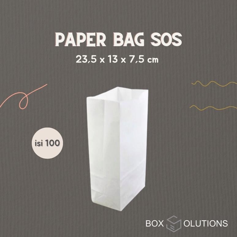 

SALE [isi 100] paper bag makanan / SOS bag WHITE / kantong kertas makanan - 23,5x13x7,5 cm CQ37