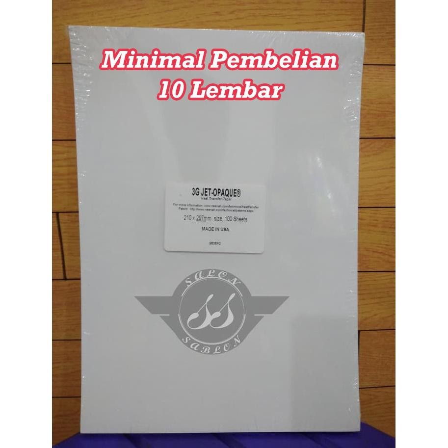 

Transfer Paper 3G Jet Opaque A4 Dark Usa Untuk Semua Bahan Kaos ( Minimal Order 10 Lembar )