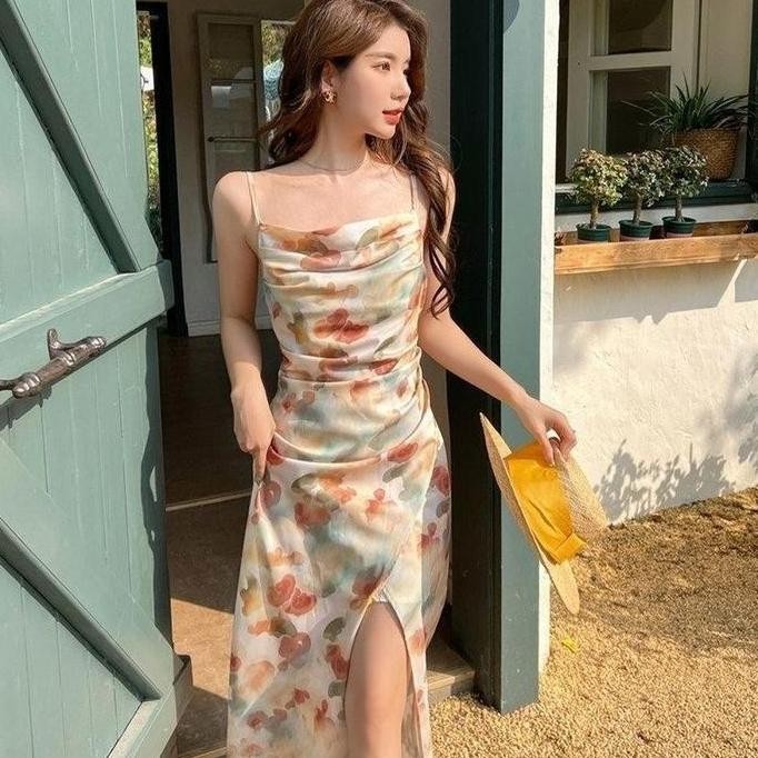 1337 new korean style dress pantai krem wanita baju jumbo party dress summer beach dres ketat sexy b