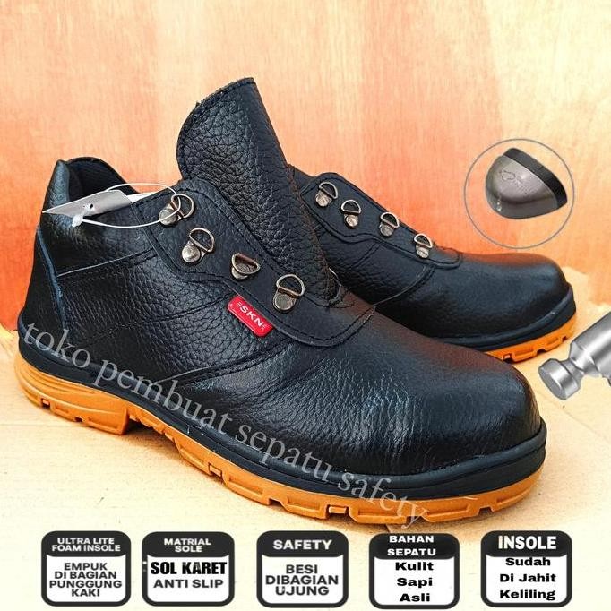 Sepatu Safety King Skn Kulit Sapi Asli Ujung Besi Sepatu Safety Kitchen Dapur Pom Bengkel Las Anti L