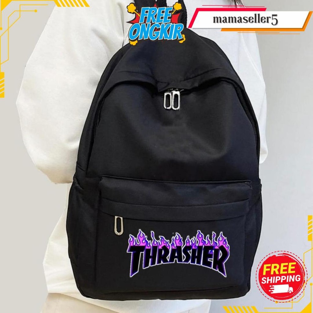Tas Ransel Distro Original / Tas Backpack Unisex Keren Style 2023 / Tas Motif Thrasher Kekinian Cod