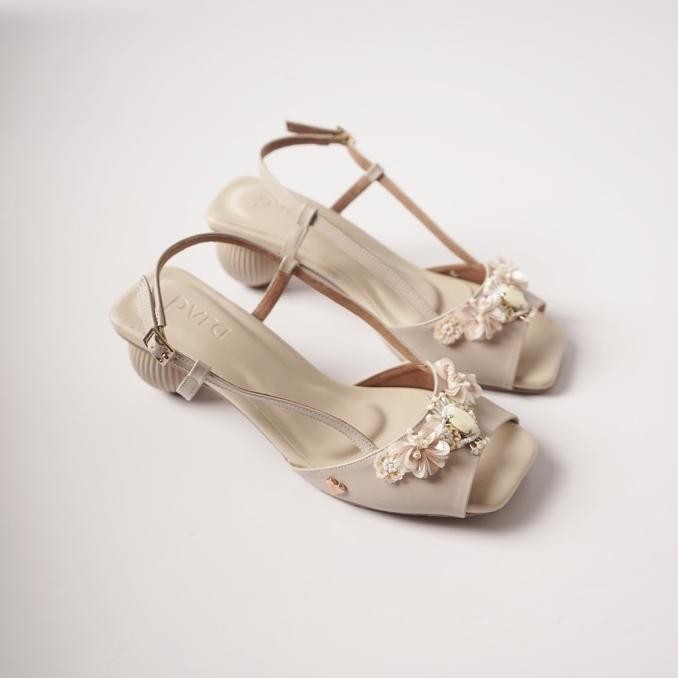 PVRA SANDAL WANITA JENNIE HEELS ASH IVORY SANDAL WANITA ELEGAN TERLARIS 100% ORIGINAL BRANDED MODEL 