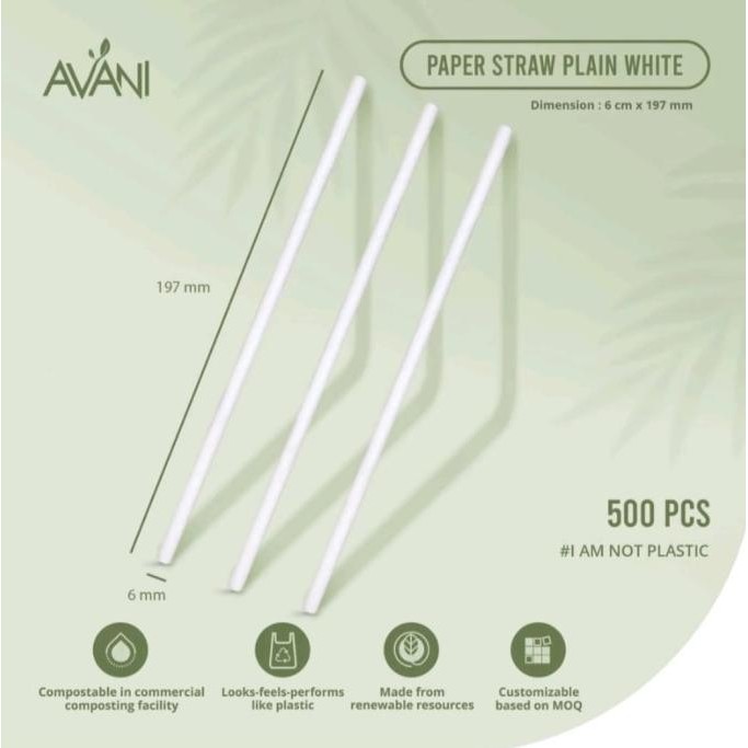 Grosir Paper Straw Putih Polos - Sedotan Kertas Ramah Lingkungan