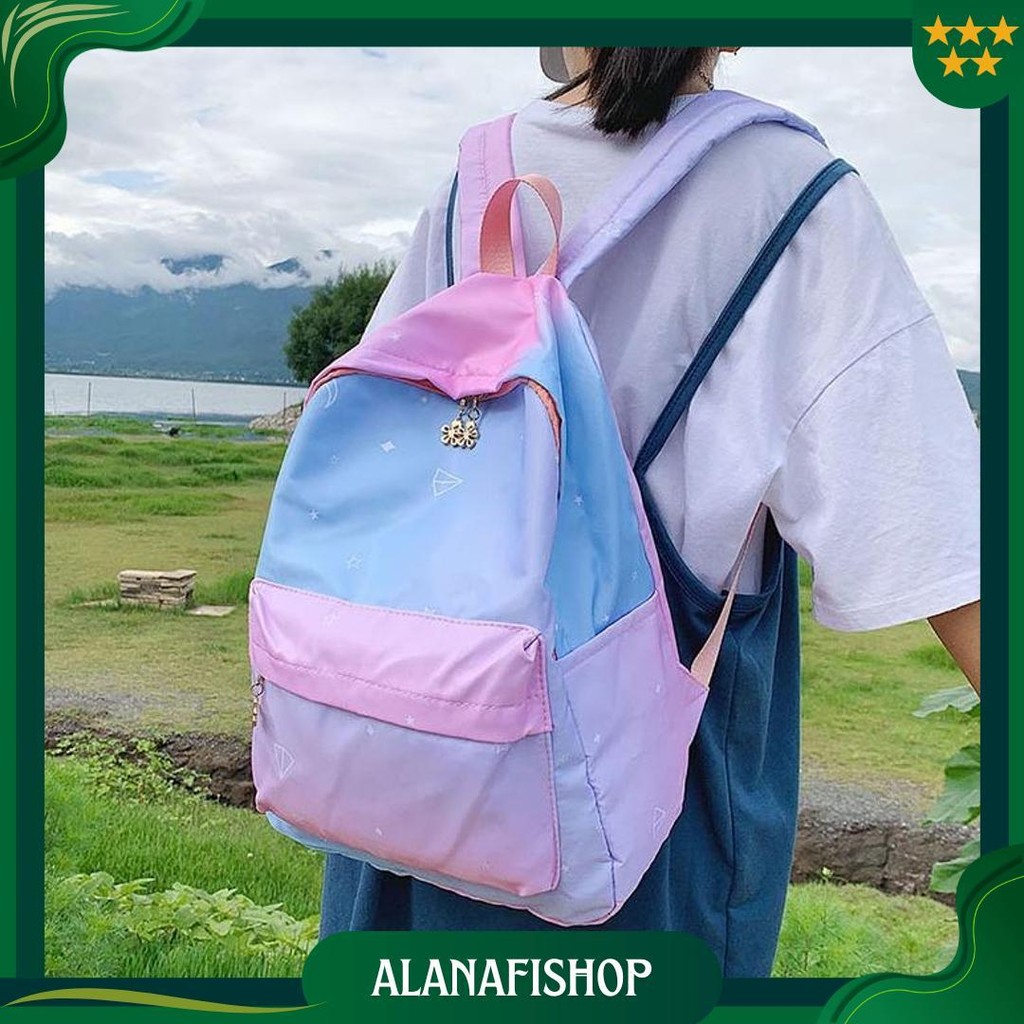 Waterproof Tas Ombre Pastel Anti Air  Cocok Untuk Sekolah Anak Musim Hujan Ransel Backpack Punggung 