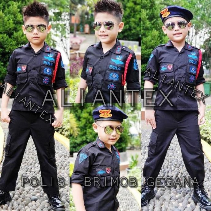 MURAH BAJU BRIMOB HITAM POLISI/BAJU PROFESI ANAK/KOSTUM ANAK