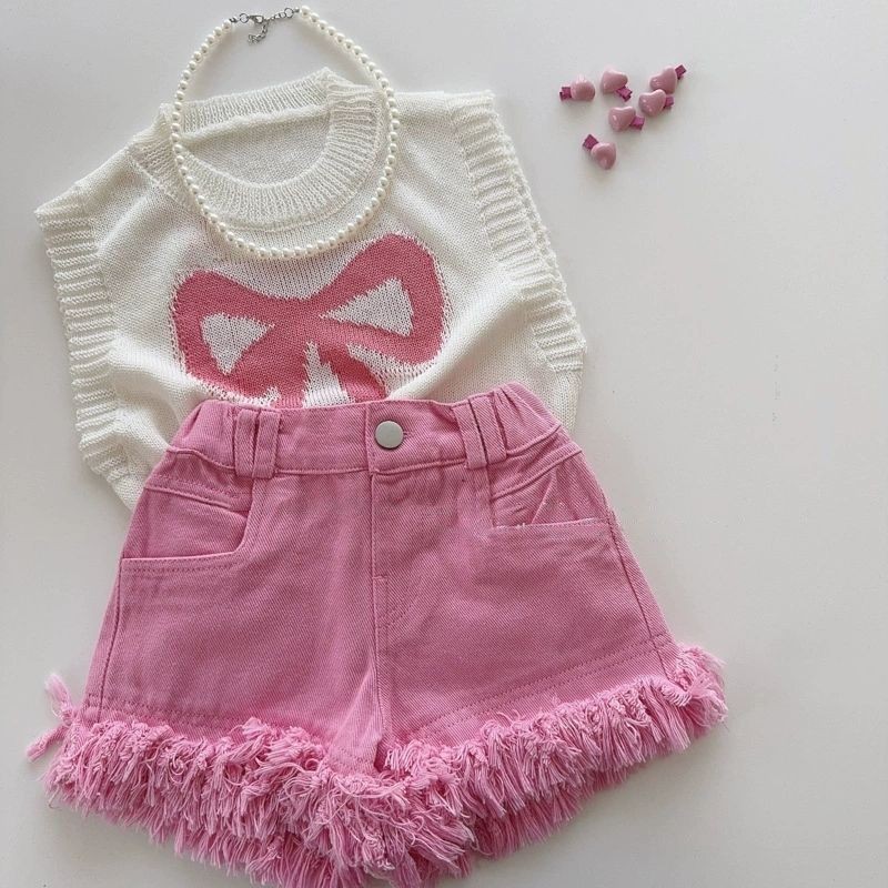 Girls Western Style Top+Denim Shorts Set