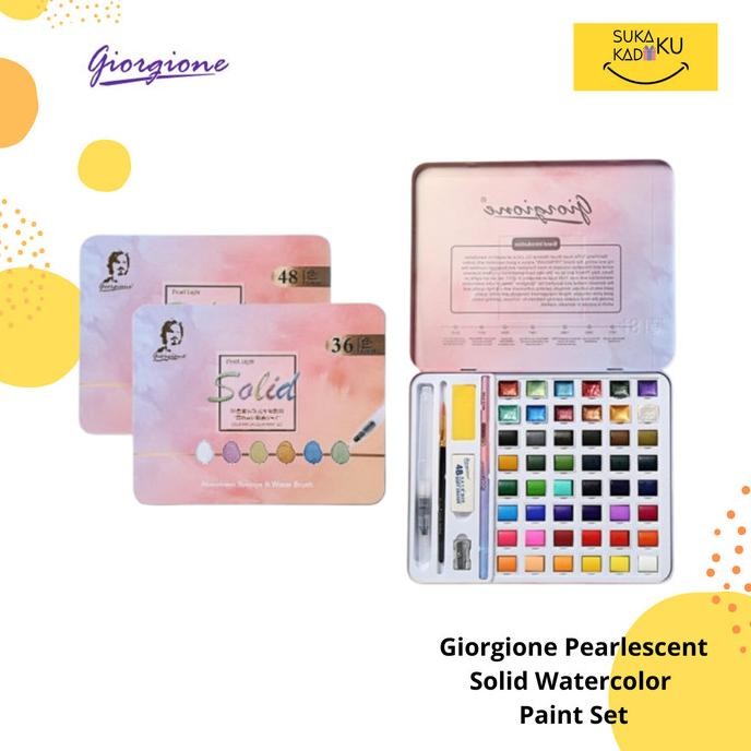 

GIORGIONE Solid Watercolor Paint Set 36 Warna Pearlescent Sry Air