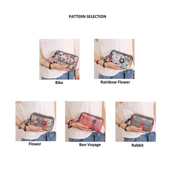 W127 Dompet Wanita HP 3 Resleting Eco Multifungsi Pou 3 Ruang