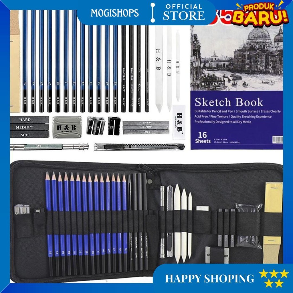 

33/35Pcs/Set Sketch Pencil Pisau Penghapus Dan Pensil Gambar Untuk Keperluan Sekolah Pencil Drawing Set D Gratis Ongkir