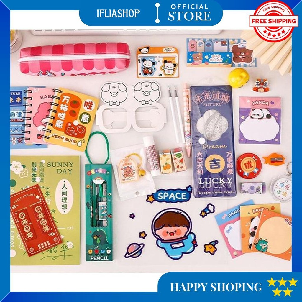 

Paket Alat Tulis Pulpen Stiker Memo Tempel Penghapus Pensil Buku Penggaris Rautan Stationery Set D Termurah