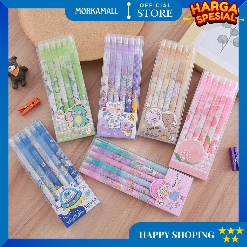

1 Set 6Pcs Pensil Mekanik 0.5 Mm Dan Penghapus Gambar Kartun Lucu / Pensil Mekanik Karakter Kartun D Terlaris