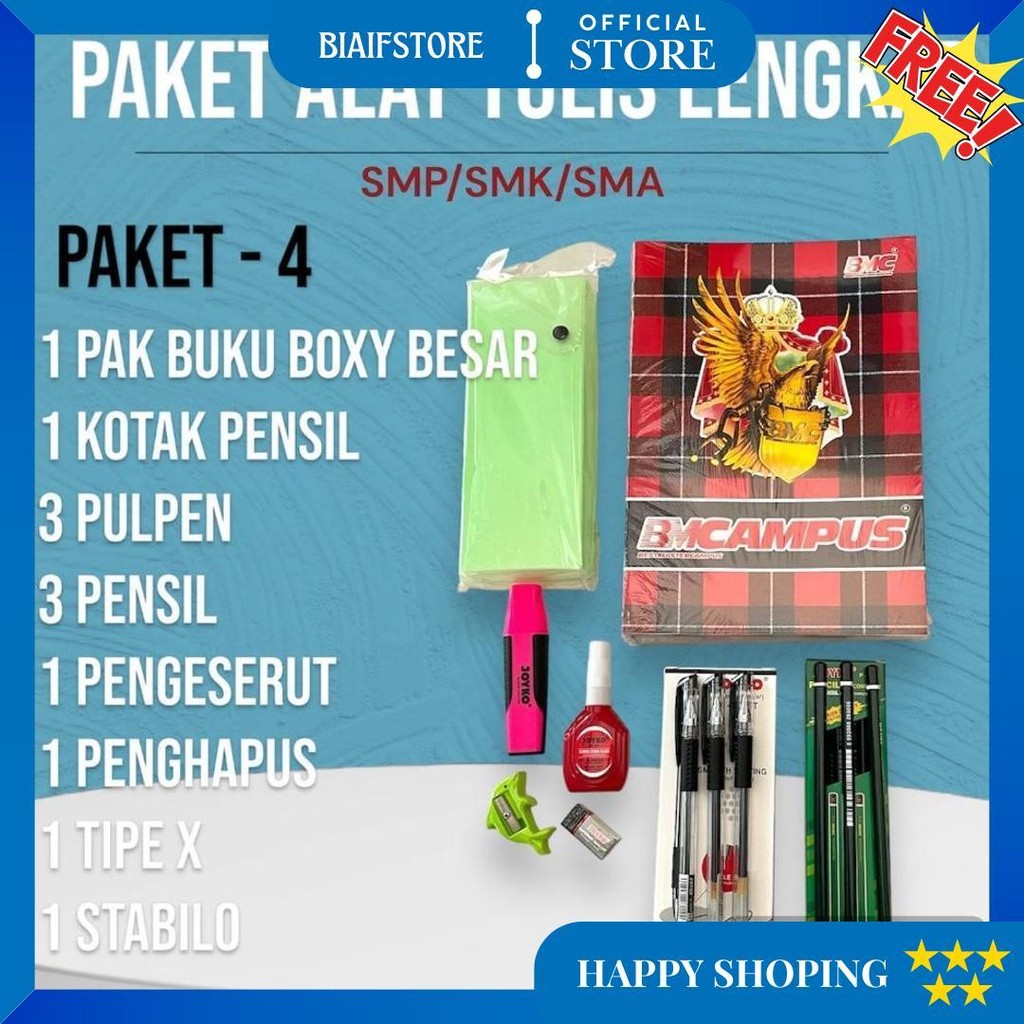 

Paket Atk Lengkap Sd/Smp/Smk/Sma Buku Tulis / Alat Tulis Sekolah D Gratis Ongkir