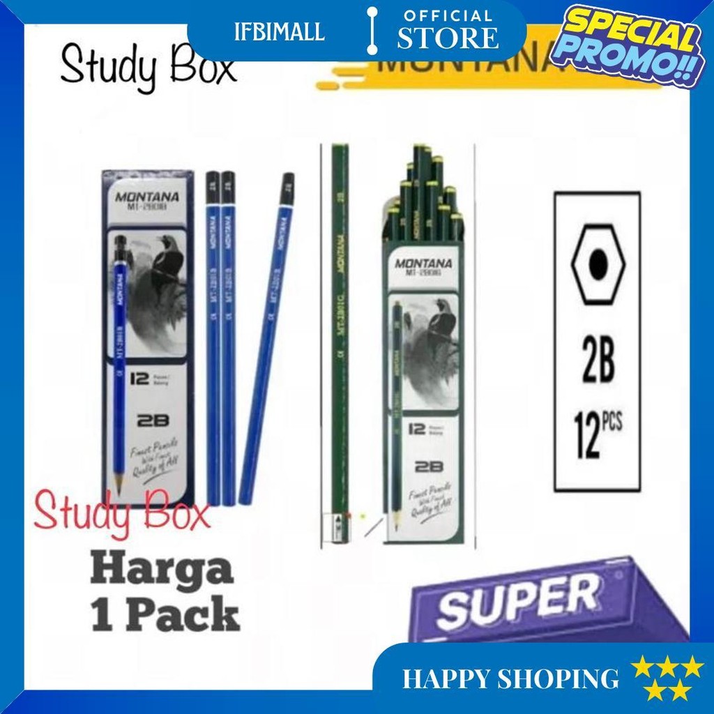 

12 Pcs / 1 Lusin Pensil Montana Pensil 2B Computer Pensil Ujian D Terlaris