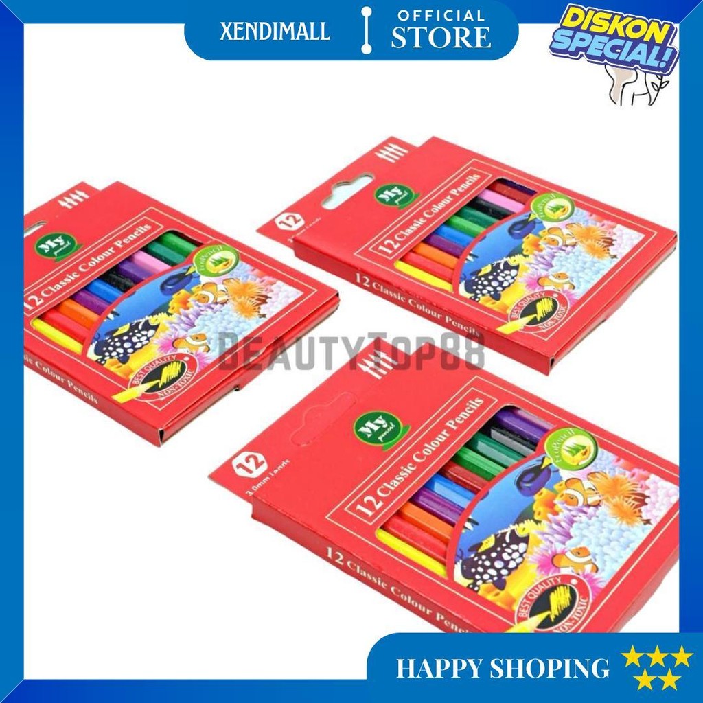 

Pensil 12 Warna Pendek Mini My Pencil / Color Pencil Paper Box Classic / Coloring Set Anak Anak D Promo Puncak