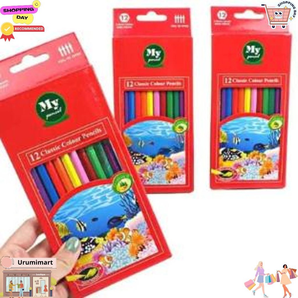 

Pensil 12 Warna Panjang My Pencil / Color Pencil Paper Box Classic / Coloring Set Anak Anak D Gratis Ongkir
