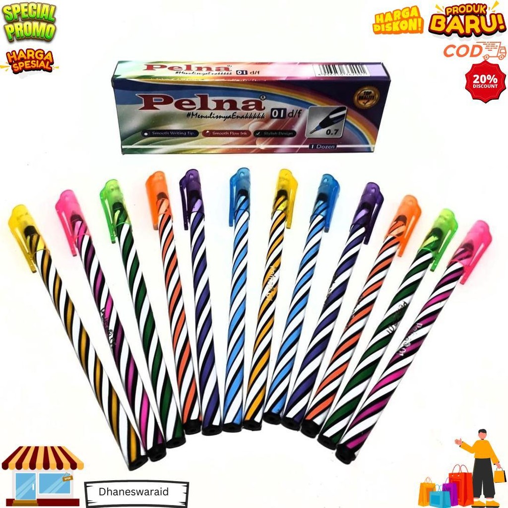 

Harga 1Kotak /12Pcs Pulpen Pelna / Stark Warna Warni 0.7Mm Hitam D Best Seller