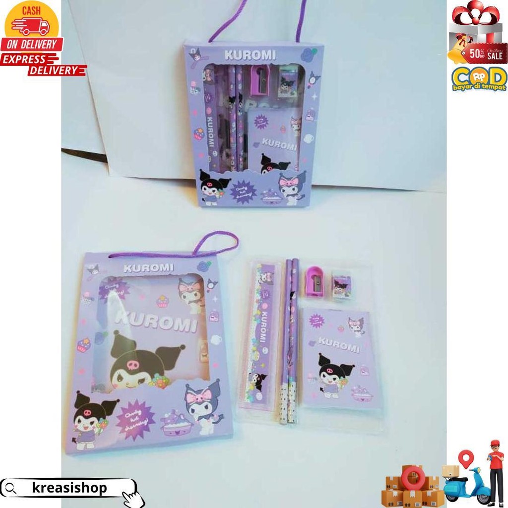 

Gift Set Alat Tulis Sekolah 6 In 1 Sanrio - Alat Tulis Pensil Sanrio Kuromi / Melody - Chinamorol - Set Alat Tulis 6 In 1 Motif Sanrio Atk Set D Promo Puncak