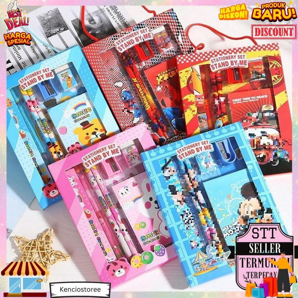 

Stt Alat Tulis Set 6In1 Stationery Set Lucu Karakter 6 In 1 Set Perlengkapan Pensil Penggaris Buku Penghapus Sekolah Anak-Anak Tk Box Tali Sourvenir Ulang Tahun Murah D Promo 4.4