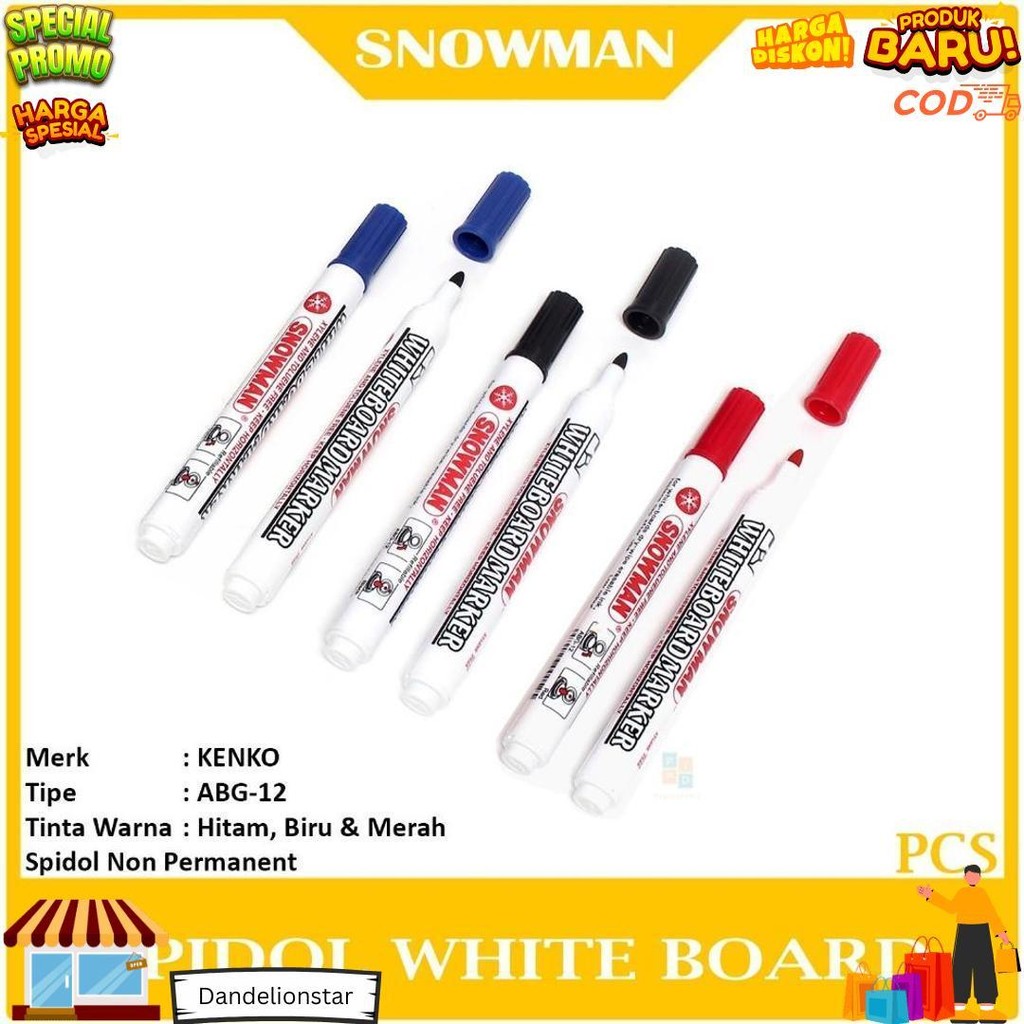 

Snowman - Spidol White Board Abg-12 Warna - Pcs D Terlaris