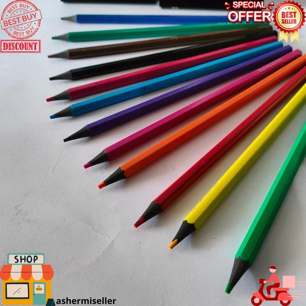 

Satu Set ( 12 Warna ) Colour Pencil Pensil Warna Vanco Cp - 399 12 Warna Panjang D Termurah