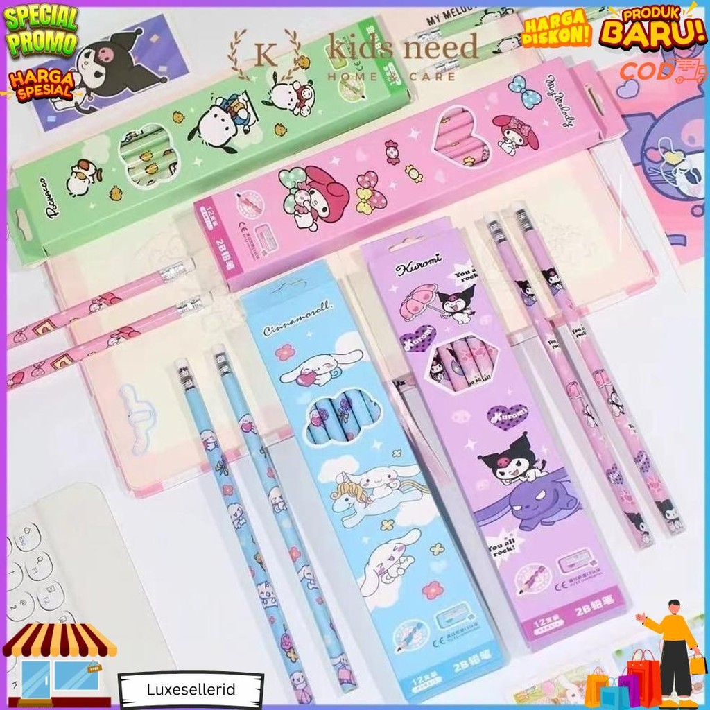 

(12 Pcs) Pensil 2B Hb Karakter / Pencil Kayu 2B Hb Fancy Kartun Lucu D Cod